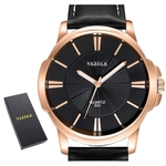 Relógio Masculino Preto Yazole 332 Bronze Couro + Estojo