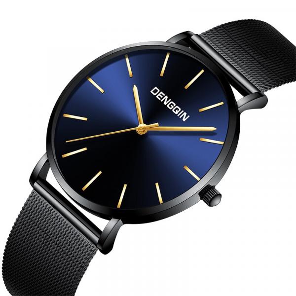 Relógio Masculino Pulseira Aço Fundo Azulado - Pjk Store