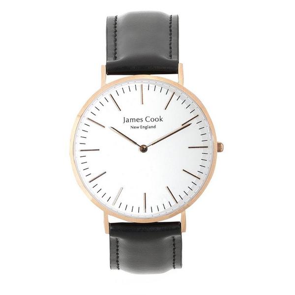 Relógio Masculino Pulseira Couro Italiano Preto com Fivela Rosé Gold - James Cook - Modelo Heritage Hartford