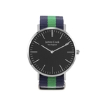 Relógio Masculino Pulseira NATO Nylon Verde e Azul - James Cook - Modelo Black Manchester