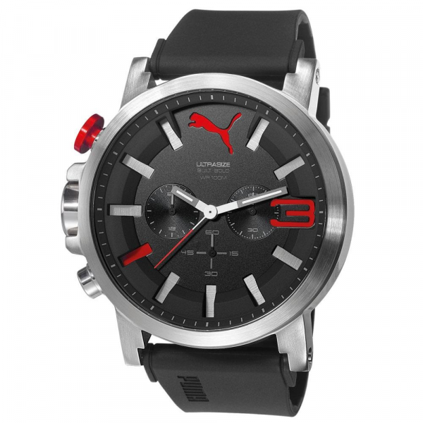 Relógio Masculino PUMA 96258G0PSNU1 54mm Preto/Vermelho Pulseira Silicone