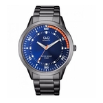 Relógio Masculino Q&Q pulseira Grafite e fundo Azul Cód.QA58J402Y