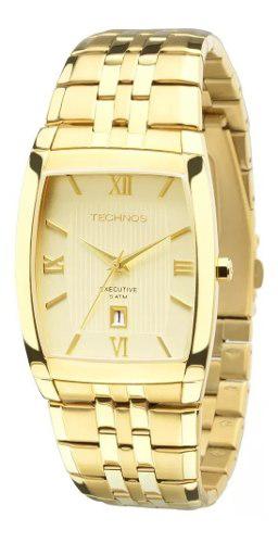 Relogio Masculino Quadrado Dourado Technos Social a Prova Dagua 1n12mp/4x