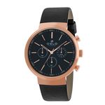 Relógio Masculino Rose Com Pulseira De Couro Preto Oslo