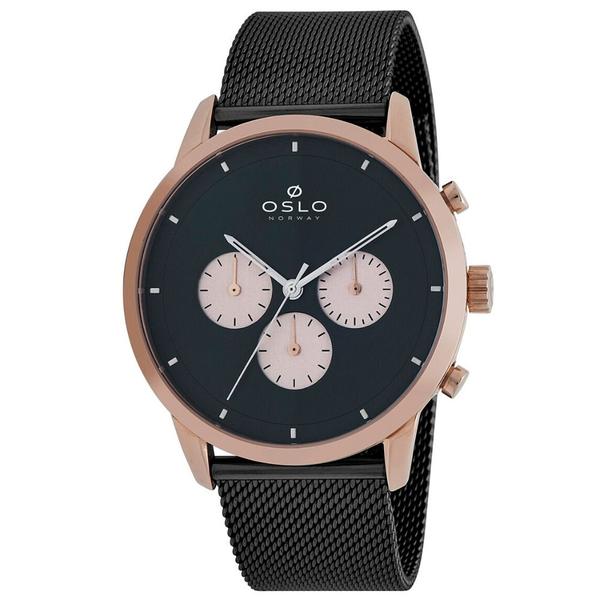 Relógio Masculino Rose Cronógrafo Oslo Slim Pulseira Preto