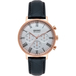 Relógio Masculino Rose Orient Cronógrafo Pulseira Couro + NF