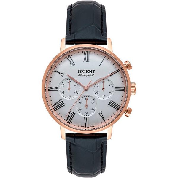 Relógio Masculino Rose Orient Cronógrafo Pulseira Couro + NF