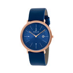 Relogio Masculino Rose Pulseira Couro Azul Ultra Fino Slim