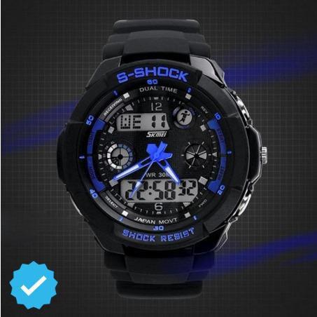 Relógio Masculino S - Shock Digital a Prova D Agua Azul - Skmel