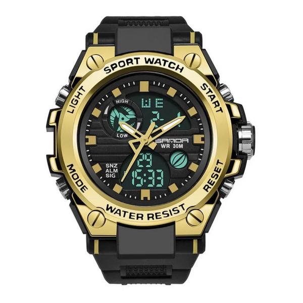 Relógio Sanda Militar Sport Anti-Shock Dual-Time 739 Gold