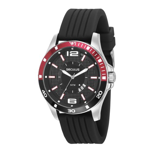 Relógio Masculino Seculus 28932G0SVNI1 48mm Silicone Preto