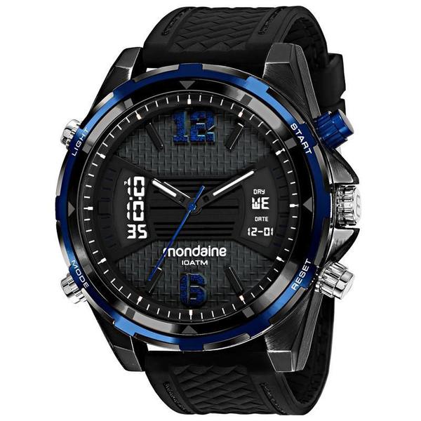 Relógio Masculino Silicone Preto e Azul - 53755GPMVPI1 - Mondaine