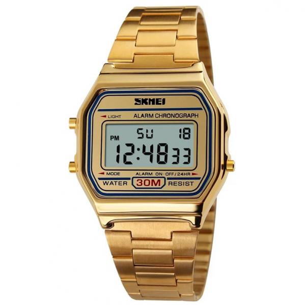 Relogio Masculino Skmei 1123 Dourado Digital em Aço