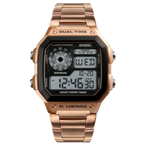 Relogio Masculino Skmei 1335 Rose Digital Pulseira em Aço