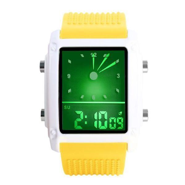 Relógio Masculino Skmei Anadigi 0814G Amarelo e Branco