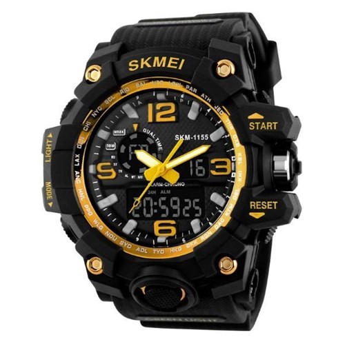 Relógio Masculino Skmei Anadigi 1155 Preto e Dourado