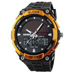 Relogio Masculino Skmei Anadigi Esporte Dourado Ad1049