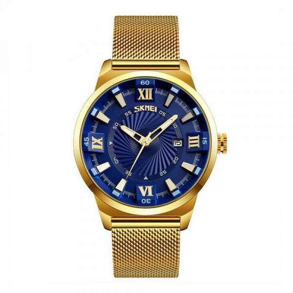 Relógio Masculino Skmei Analógico 9166 Dourado e Azul