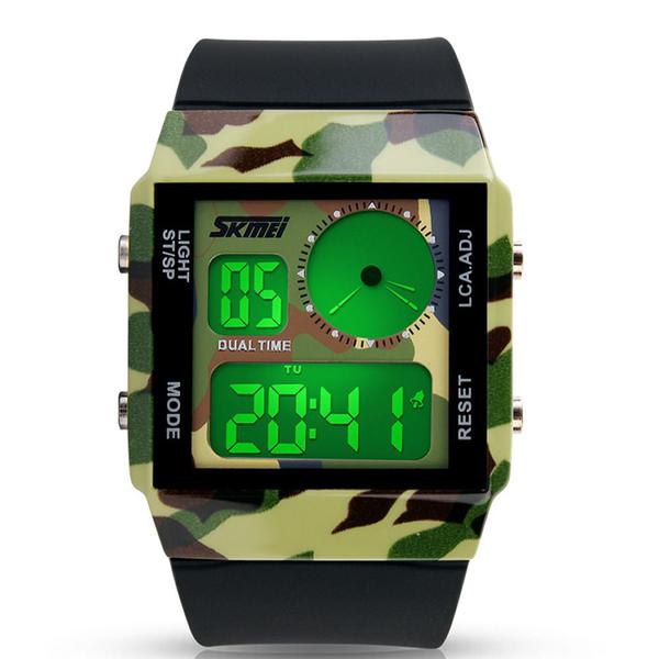 Relógio Masculino Skmei Digital 0841 Preto e Verde Camuflado