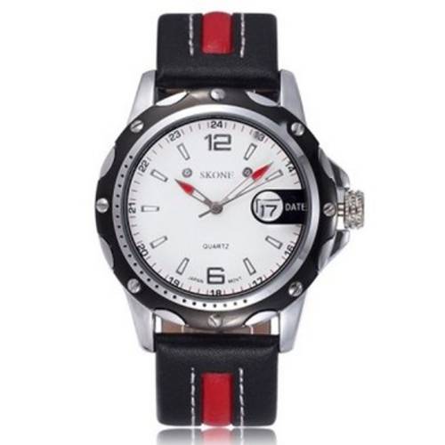 Relogio Masculino Skone Analogico Casual Vermelho 9117b