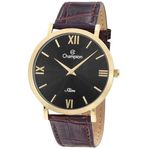 Relógio Masculino Slim Dourado Couro Champion CA21795P