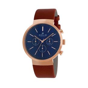 Relógio Masculino Slim Oslo OMRSCCVD002 Cronógrafo Couro