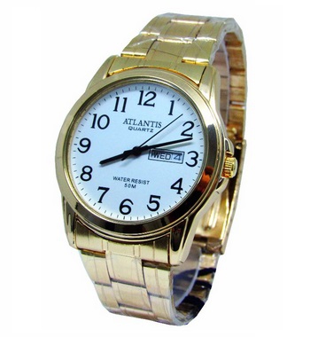 Relogio Masculino Social Dourado Atlantis G6404