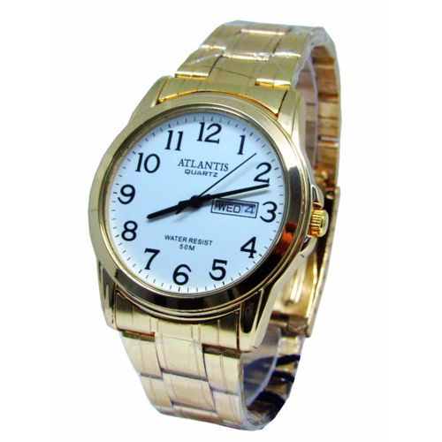 Relogio Masculino Social Dourado Atlantis G6404