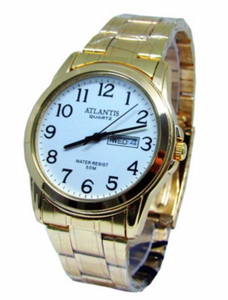 Relogio Masculino Social Dourado Atlantis G6404