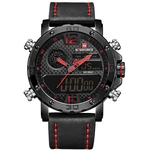 Relógio Masculino Social Naviforce 9134 Analógico e Digital - Preto e Vermelho