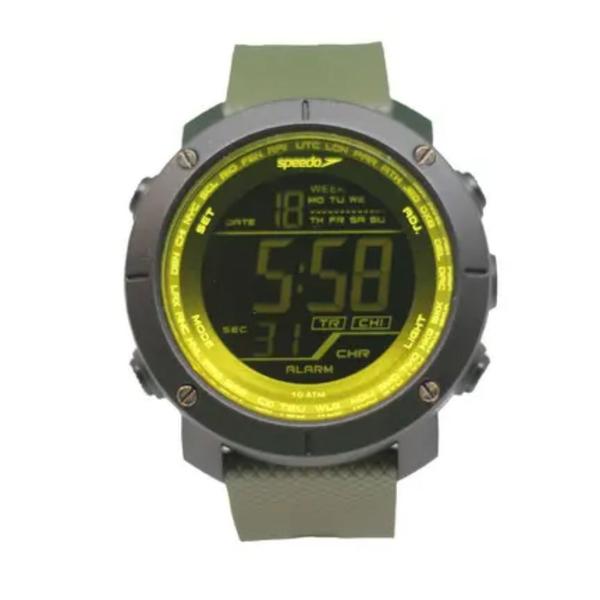 Relogio Masculino Speedo Preto e Verde com Visor Amarelo