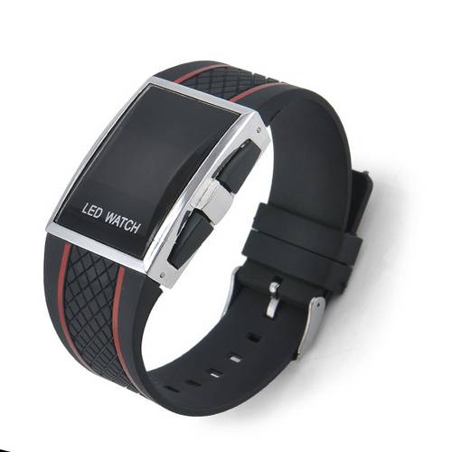 Relogio Masculino Sport Black Led Digital Iluminado Vermelho