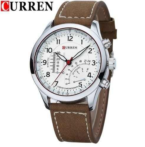 Relógio Masculino Sport Curren 8152-3 Original Couro Marrom