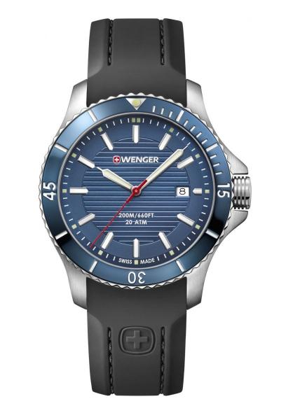 Relógio Masculino Suíço Wenger Linha Seaforce Azul Pulseira Silicone 1.0641.119