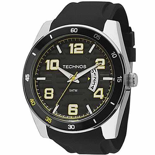 Relógio Masculino Technos 2115ksr/8y 46mm Pulseira de Silicone Preto