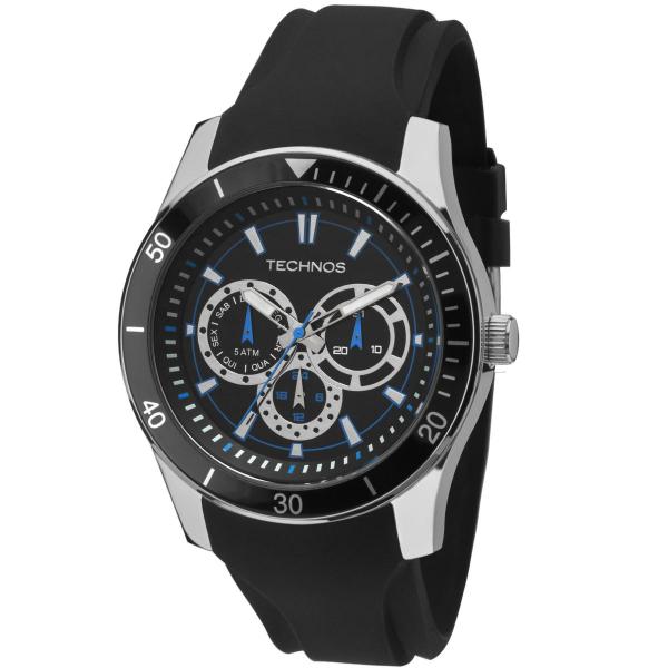 Relógio Masculino Technos 6P29AIQ/8P 46mm Silicone Preto