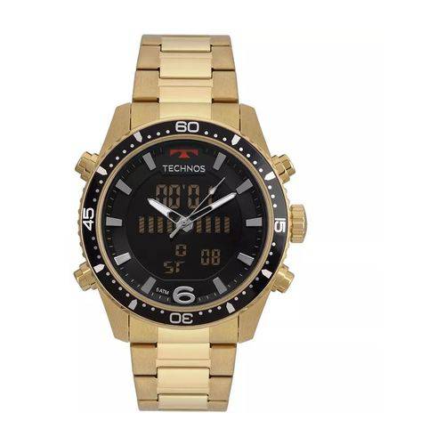 Relógio Masculino Technos BJK203AAD/4P 46mm Aço Dourado AnaDigi