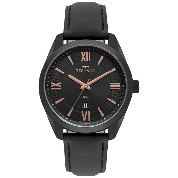 Relógio Masculino Technos Classic Steel 2115MSP/4P 46mm Couro Preto