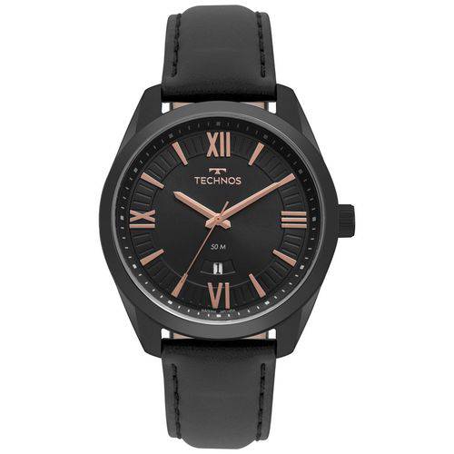 Relógio Masculino Technos Classic Steel Couro Preto Ref 2115MSP/4P