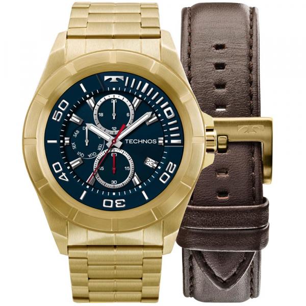 Relógio Masculino Technos Connect SMARTWATCH SRAB/4P Dourado/Couro Marrom