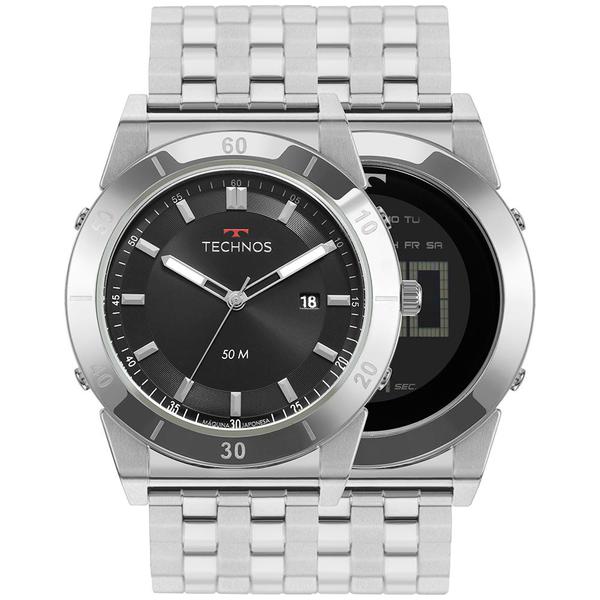 Relógio Masculino Technos Curvas 1S13CS/1P 47mm Aço Prata