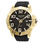 Relógio Masculino Technos Dourado com Silicone Preto 2315AAH/8P