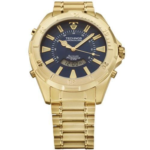 Relógio Masculino Technos Performance Skydiver T205FL/4A 48mm Dourado (Fundo da Caixa Azul Escuro)