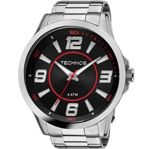 Relógio Masculino Technos Prata 2036LNW - Vermelho