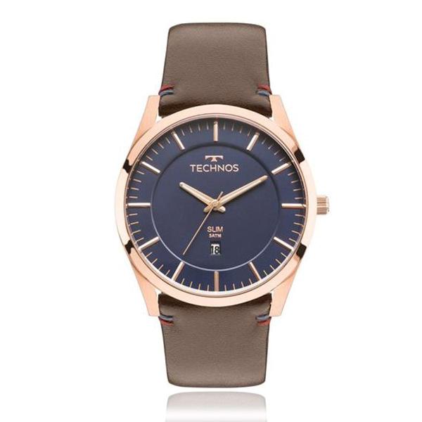 Relógio Masculino Technos Slim Analógico GM10YH/2A Couro Marrom