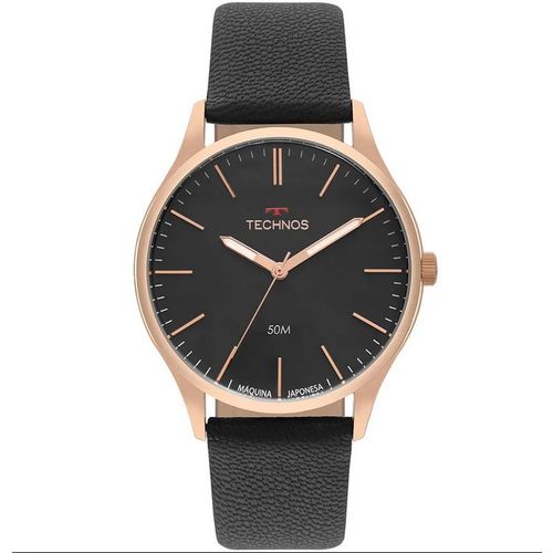 Relógio Masculino Technos Steel 2035mqg/2p 42mm Couro Preto