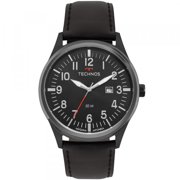 Relógio Masculino Technos Steel 2115MTC/2P 46mm Couro Preto