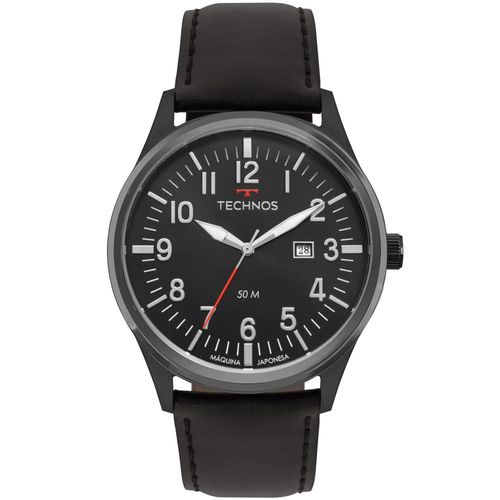 Relógio Masculino Technos Steel 2115MTC/2P 46mm Couro Preto