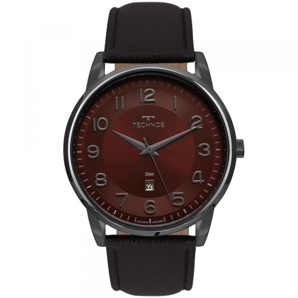 Relógio Masculino Technos Steel 2117LBG/2N 43mm Couro Preto