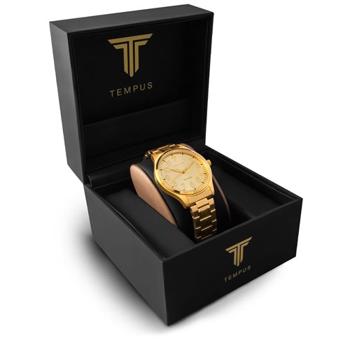 Relógio Masculino Tempus Zw20154g Prestige Gold